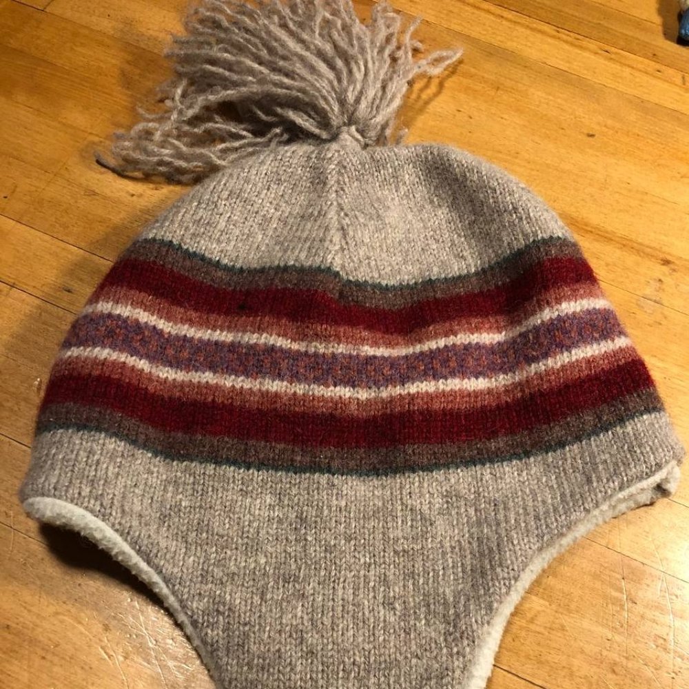Wool Blend One Size Knit Cap Tassel Fleece Lined Ear Flap Knit Hat